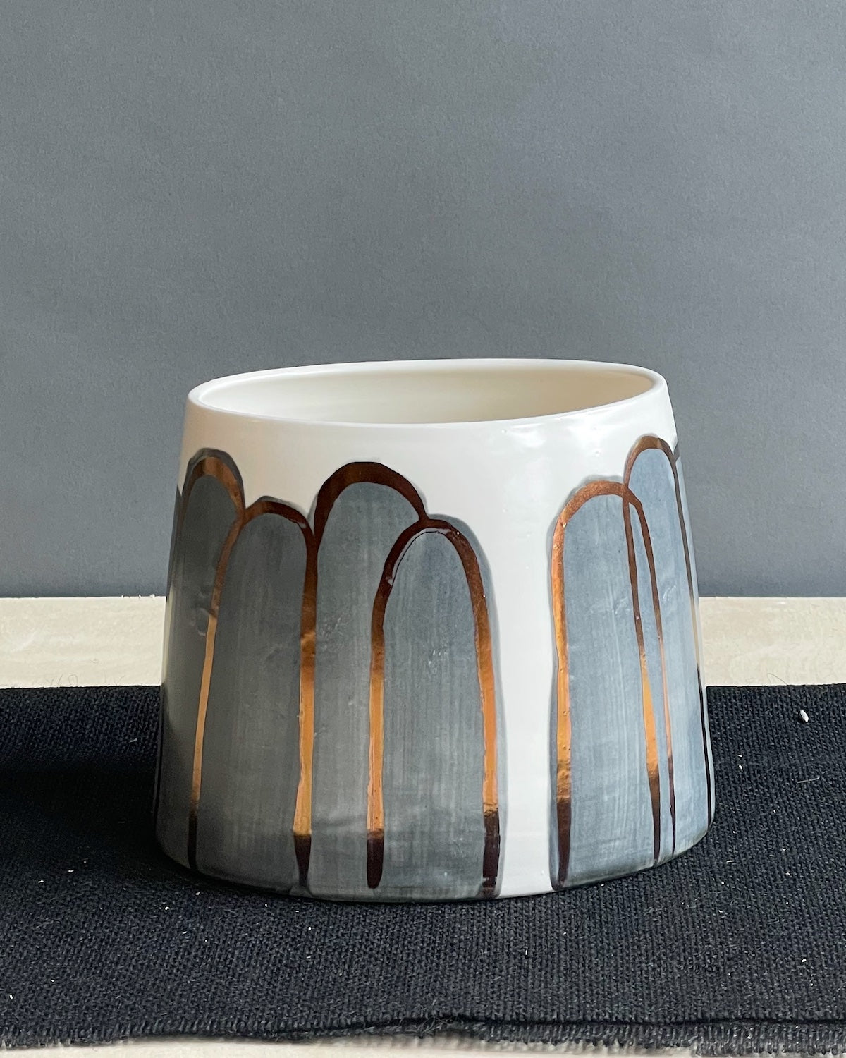 Medium Vase Black & White & Copper #203